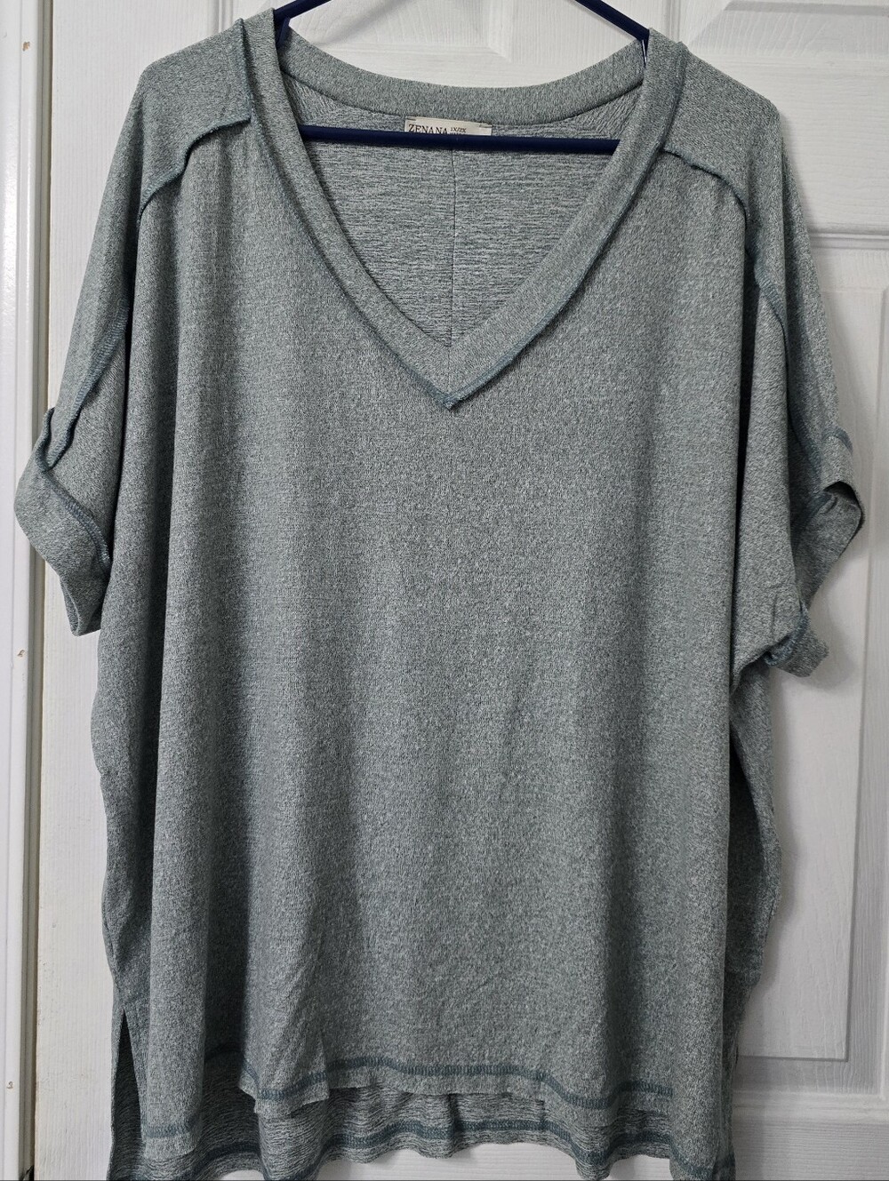 Zenana Outfitters Heather Sage V-Neck Dolman Tunic
